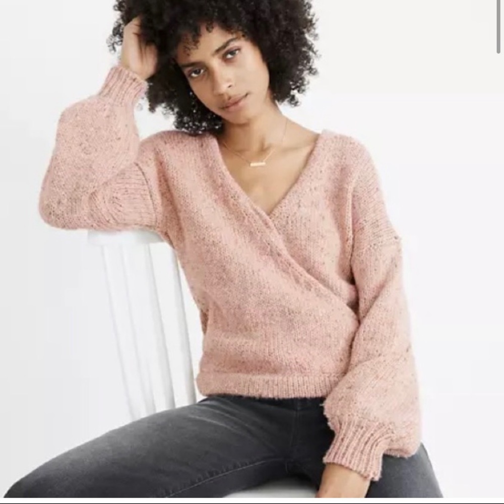 Madewell beresford wrap pink pullover sweater